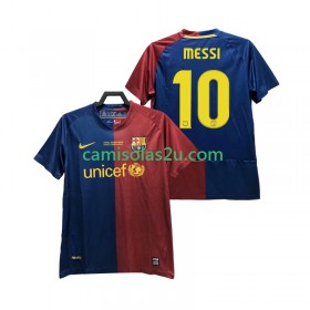 Camisolas de futebol FC Barcelona Lionel Messi 10 Champions League 2008 2009 Retro Equipamento Principal Manga Curta
